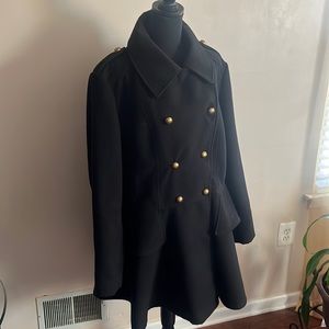 Ashley Stewart blk jacket double breasted flared bottom sz 18/20 polyester rayon